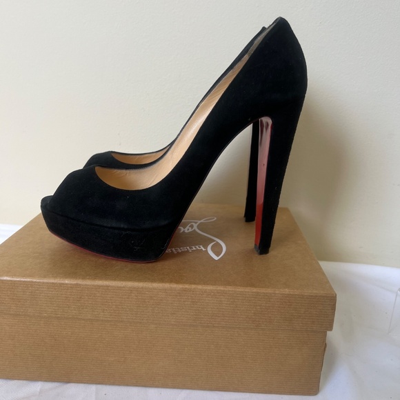 Christian Louboutin Black Peep Toe Heels - Picture 3 of 11